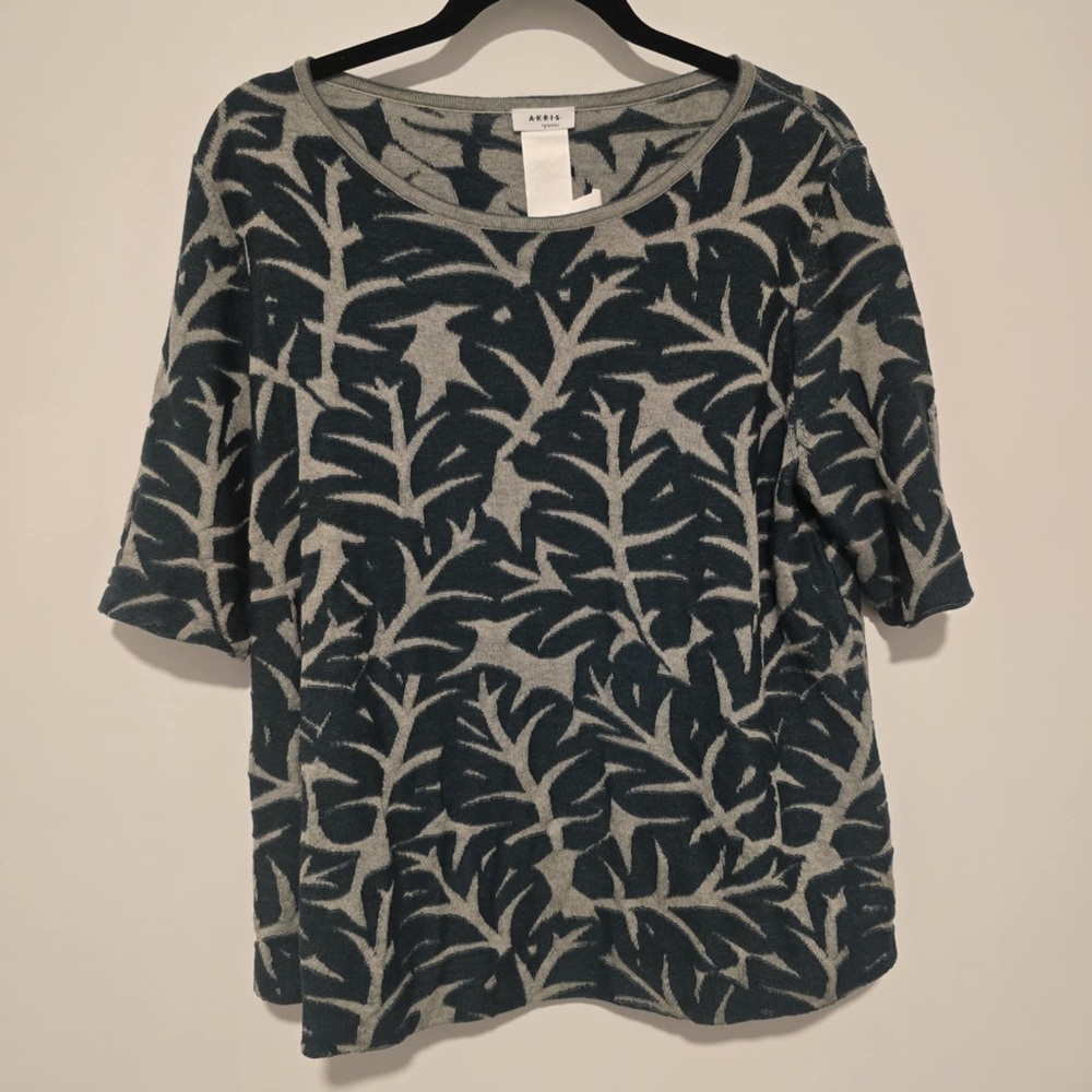 Akris Punto Wool Cotton Abstract Print Top – XL